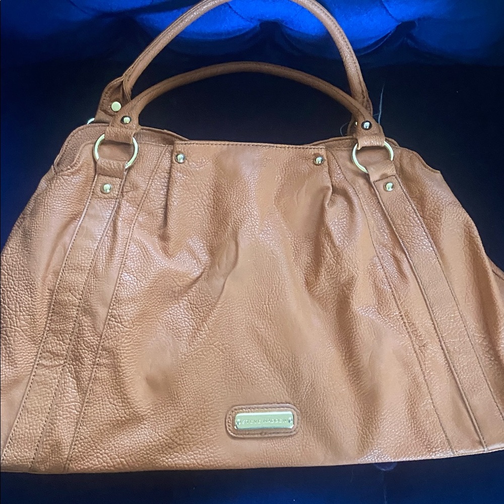 Brown Leather Handbag with Gold Accents